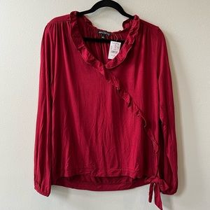NWT J. Crew Mercantile Burgundy Long-sleeved V-neck Sz Lg